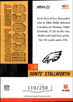 2007 Donruss Classics - Monday Night Heroes Silver #MNH-22 Donte Stallworth Back
