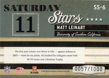 2007 Donruss Classics - Saturday Stars Bronze #SS-6 Matt Leinart Back