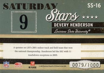 2007 Donruss Classics - Saturday Stars Bronze #SS-16 Devery Henderson Back