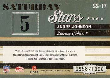 2007 Donruss Classics - Saturday Stars Bronze #SS-17 Andre Johnson Back