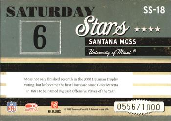 2007 Donruss Classics - Saturday Stars Bronze #SS-18 Santana Moss Back