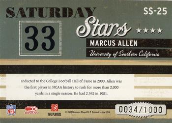 2007 Donruss Classics - Saturday Stars Bronze #SS-25 Marcus Allen Back