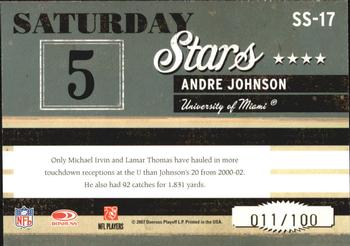 2007 Donruss Classics - Saturday Stars Gold #SS-17 Andre Johnson Back
