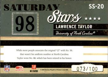 2007 Donruss Classics - Saturday Stars Gold #SS-20 Lawrence Taylor Back