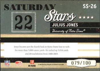 2007 Donruss Classics - Saturday Stars Gold #SS-26 Julius Jones Back