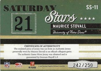 2007 Donruss Classics - Saturday Stars Jerseys #SS-11 Maurice Stovall Back