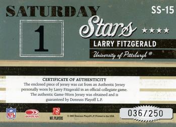 2007 Donruss Classics - Saturday Stars Jerseys #SS-15 Larry Fitzgerald Back