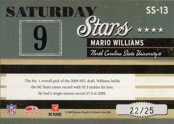 2007 Donruss Classics - Saturday Stars Platinum #SS-13 Mario Williams Back