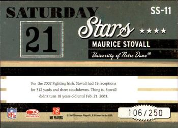 2007 Donruss Classics - Saturday Stars Silver #SS-11 Maurice Stovall Back