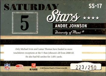 2007 Donruss Classics - Saturday Stars Silver #SS-17 Andre Johnson Back