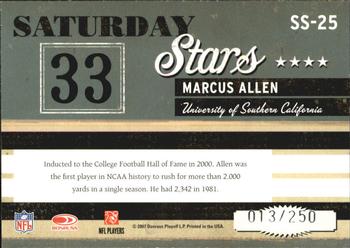 2007 Donruss Classics - Saturday Stars Silver #SS-25 Marcus Allen Back
