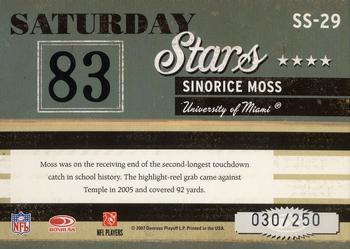 2007 Donruss Classics - Saturday Stars Silver #SS-29 Sinorice Moss Back
