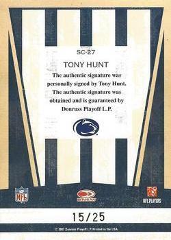 2007 Donruss Classics - School Colors Autographs #SC-27 Tony Hunt Back