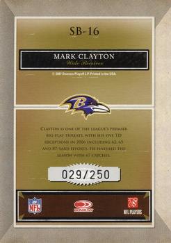 2007 Donruss Classics - Sunday's Best Silver #SB-16 Mark Clayton Back