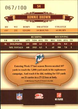 2007 Donruss Classics - Timeless Tributes Bronze #54 Ronnie Brown Back