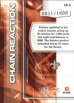 2007 Donruss Elite - Chain Reaction Gold #CR-6 Marques Colston Back