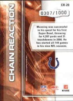 2007 Donruss Elite - Chain Reaction Gold #CR-20 Peyton Manning Back