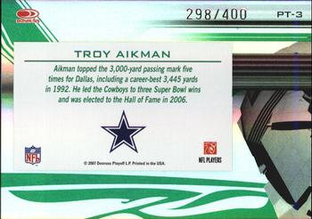2007 Donruss Elite - Passing the Torch Green #PT-3 Troy Aikman Back