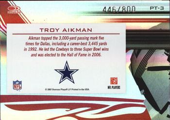 2007 Donruss Elite - Passing the Torch Red #PT-3 Troy Aikman Back