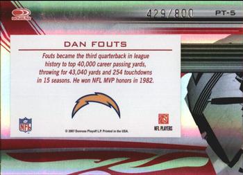 2007 Donruss Elite - Passing the Torch Red #PT-5 Dan Fouts Back