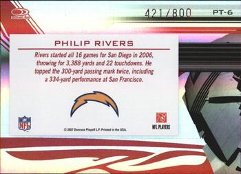 2007 Donruss Elite - Passing the Torch Red #PT-6 Philip Rivers Back