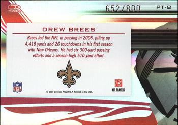 2007 Donruss Elite - Passing the Torch Red #PT-8 Drew Brees Back