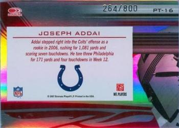 2007 Donruss Elite - Passing the Torch Red #PT-16 Joseph Addai Back