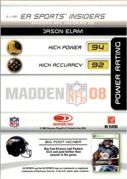 2007 Donruss Gridiron Gear - EA Sports Madden #2 Jason Elam Back