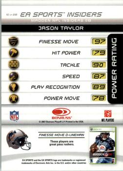 2007 Donruss Gridiron Gear - EA Sports Madden #10 Jason Taylor Back