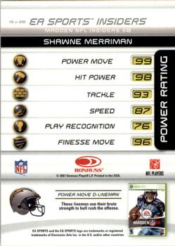 2007 Donruss Gridiron Gear - EA Sports Madden #15 Shawne Merriman Back