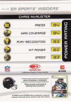 2007 Donruss Gridiron Gear - EA Sports Madden #18 Chris McAlister Back