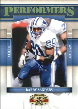 2007 Donruss Gridiron Gear - Performers Gold Holofoil #P-3 Barry Sanders Front