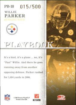 2007 Donruss Gridiron Gear - Playbook Gold #PB-18 Willie Parker Back