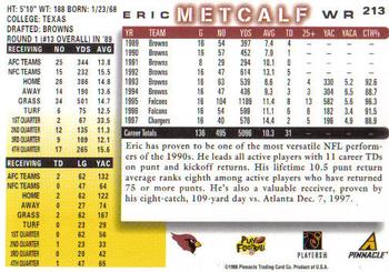 1998 Score #213 Eric Metcalf Back