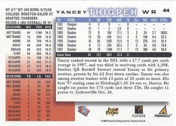 1998 Score #44 Yancey Thigpen Back