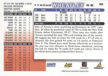 1998 Score #69 Tyrone Wheatley Back