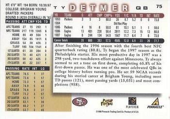 1998 Score #75 Ty Detmer Back