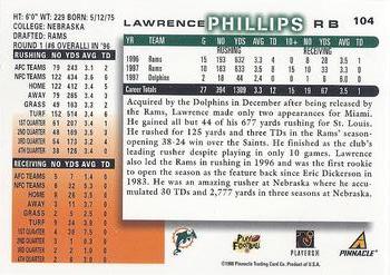 1998 Score #104 Lawrence Phillips Back