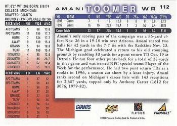 1998 Score #112 Amani Toomer Back