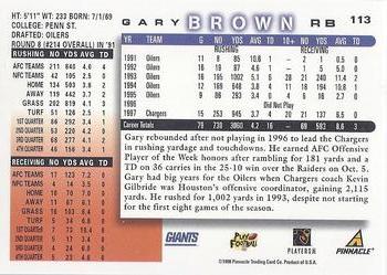 1998 Score #113 Gary Brown Back