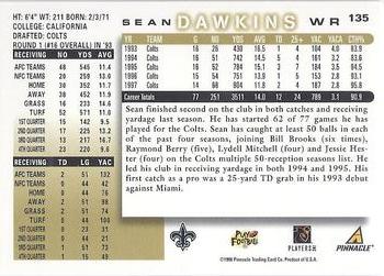 1998 Score #135 Sean Dawkins Back