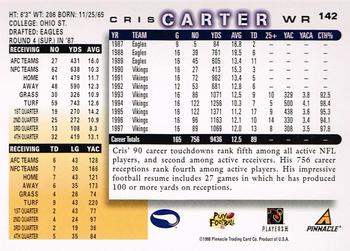 1998 Score #142 Cris Carter Back