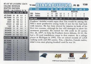 1998 Score #158 Tim Biakabutuka Back