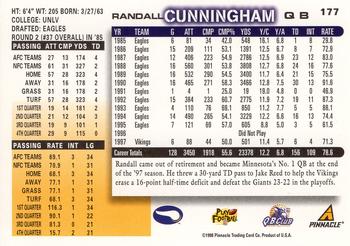1998 Score #177 Randall Cunningham Back