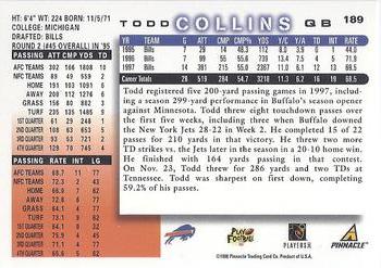 1998 Score #189 Todd Collins Back