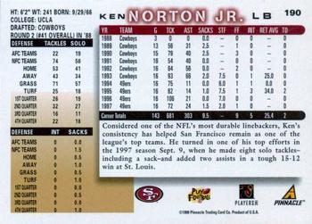 1998 Score #190 Ken Norton Jr. Back