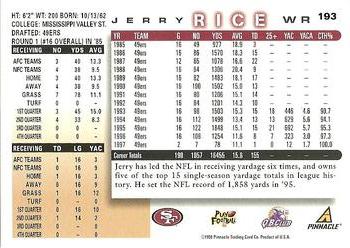 1998 Score #193 Jerry Rice Back