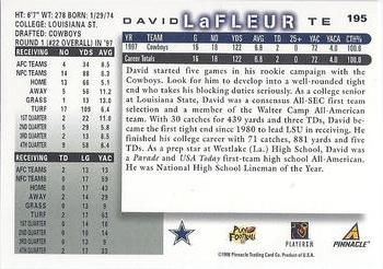 1998 Score #195 David LaFleur Back