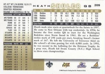 1998 Score #209 Heath Shuler Back