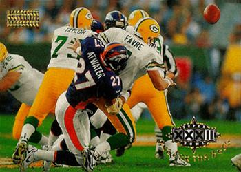 1998 SkyBox Premium #198 Backside view of Atwater's fumble-causing sack Front